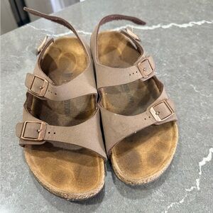 Birkenstock Brown Double-Strap Kids Sandals with Buckles